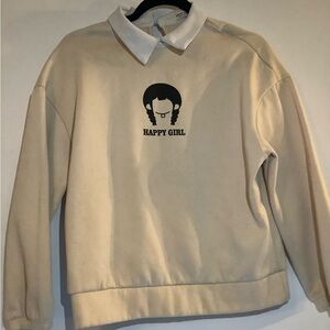 Shein Teen Happy Girl Collar Sweater